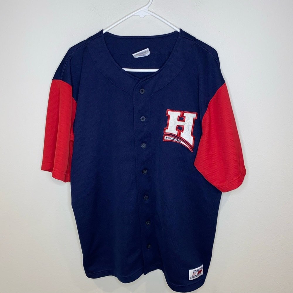 Vintage Tommy Hilfiger Baseball Jersey Size‎ M Blue Red Hilfiger Athletics